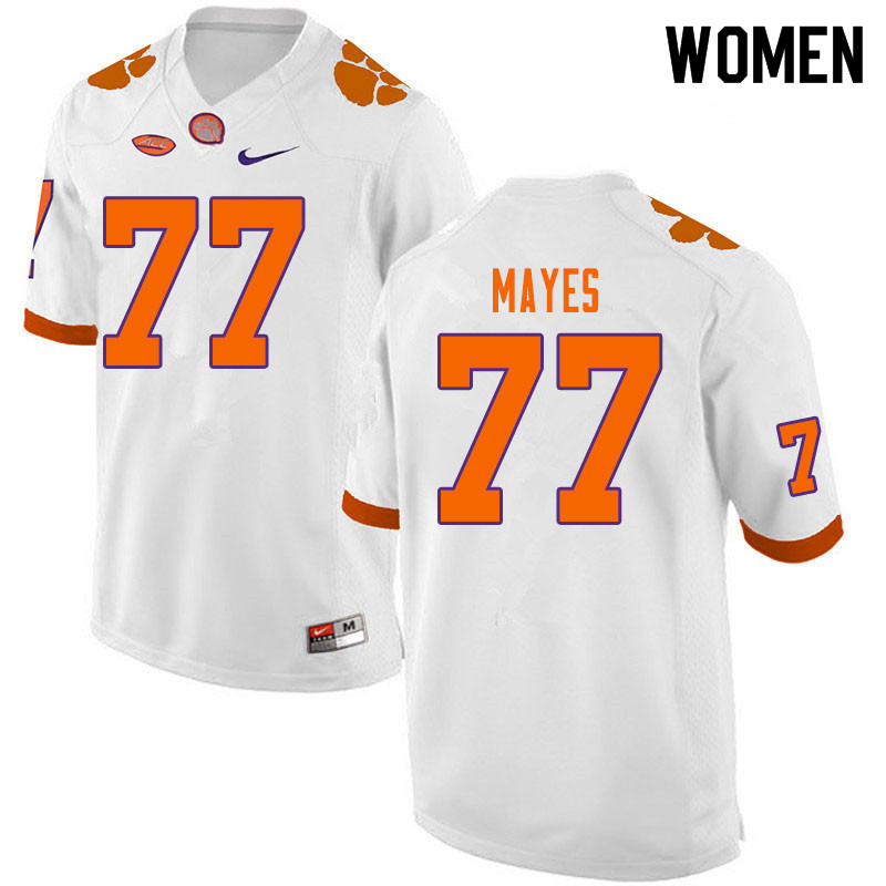 Women #77 Mitchell Mayes Clemson Tigers College Football Jerseys Sale-White
